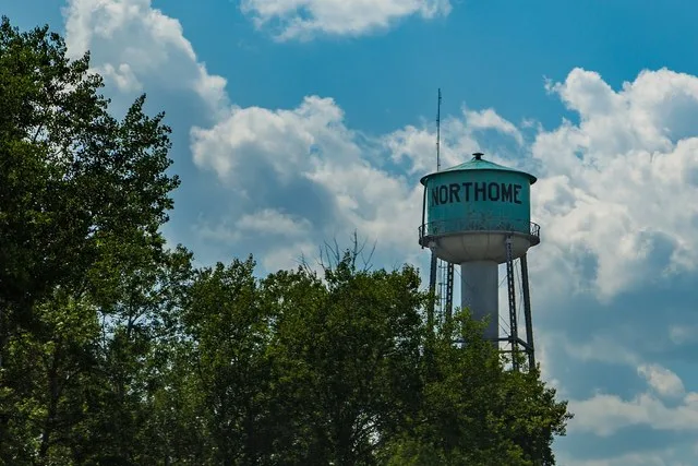 Water tower in the City of Northome, Koochiching County, Minnesota.