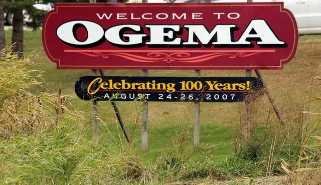 Welcome sign Ogema, Minnesota