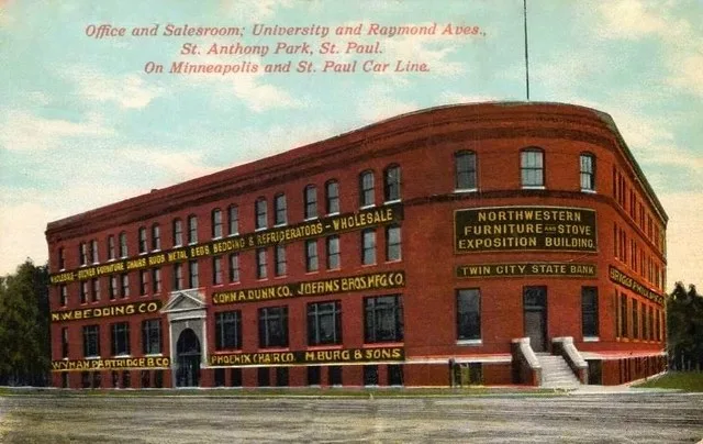 Old Saint Paul Minnesota Postcard Collection - The Northwestern Furniture & Stove Exposition Building, Located At University & Raymond Avenues, Circa 1910 - 1912