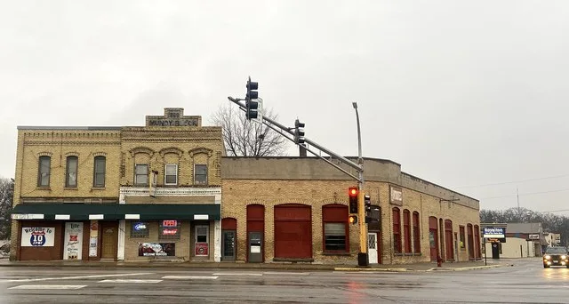Commercial buildings in Royalton, Minnesota, USA