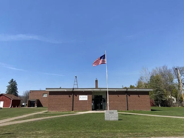 School and Government offices Scanlon, Minnesota, USA