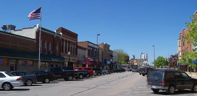 Street in downtown Shakopee, Minnesota, USA.