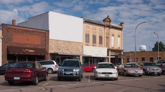 Broadway Avenue looking northwest, Slayton, Minnesota, USA.