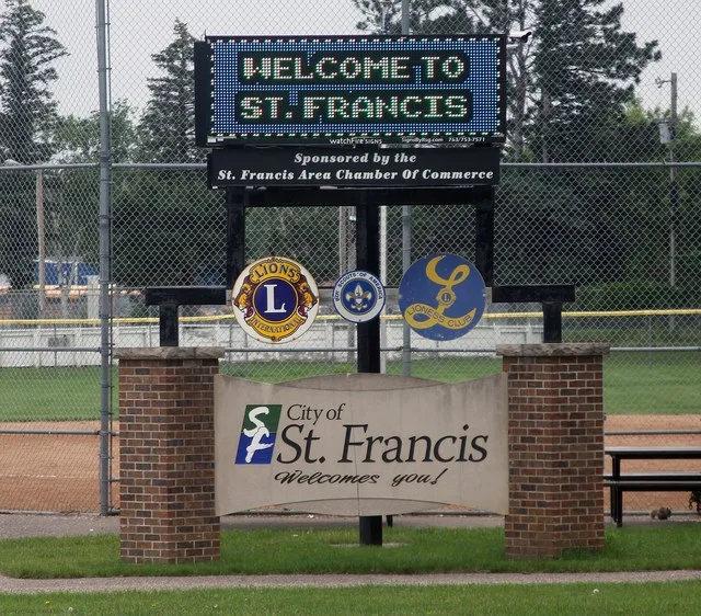Welcome sign St. Francis, Minnesota, USA