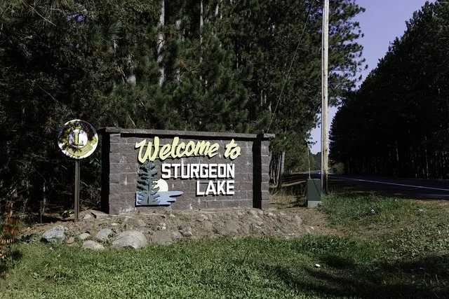Welcome To Sturgeon Lake sign in Sturgeon Lake, Minnesota