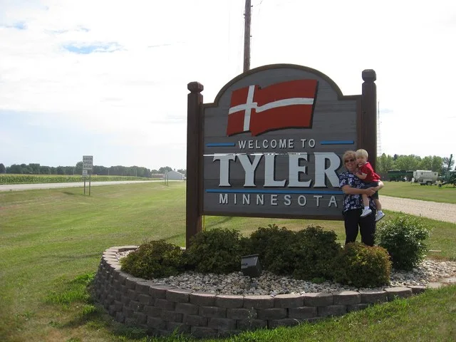 The welcome sign to Tyler, Minnesota in 2007.