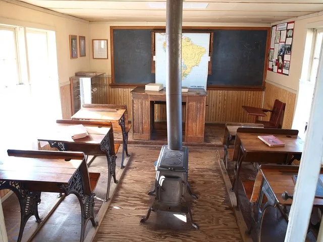 Inside of schoolhouse at the Laura Ingalls Wilder Museum, Walnut Grove MN. Photo by Randy Stern.