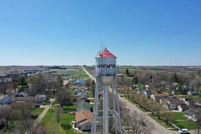 View of Wanamingo historic water tower.