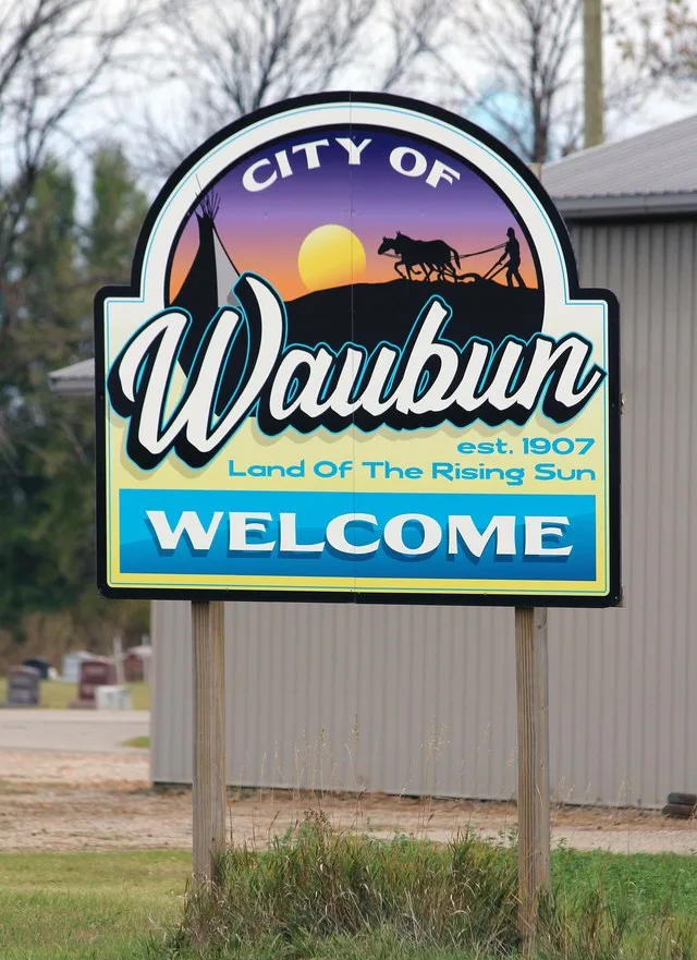 Welcome sign Waubun, Minnesota