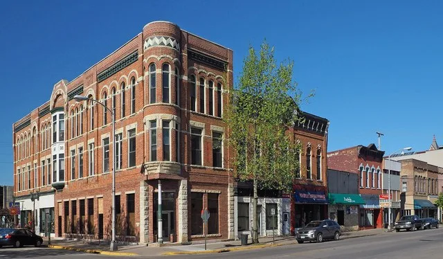 Winona Commercial Historic District, view looking west from the corner of 3rd and Main Sts, Winona, Minnesota, USA. This is an image of a place or building that is listed on the N...