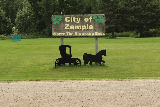 Welcome sign Where The Blacktop Ends Zemple, Minnesota