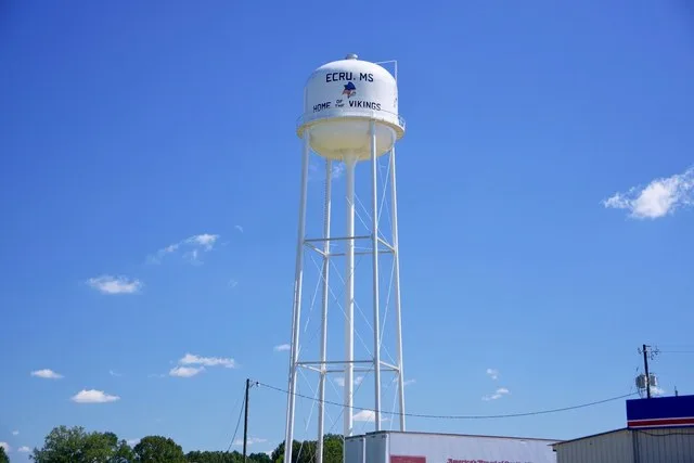 Water tower in Ecru, Mississippi, United States.