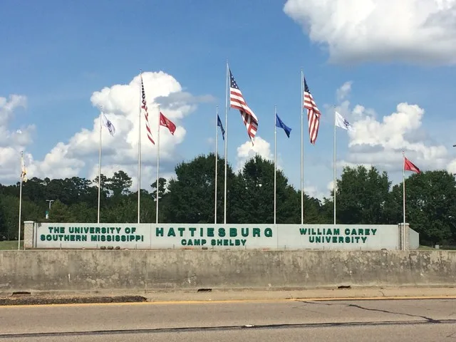 Flagpoles in Hattiesburg, MS.