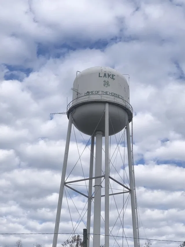 Water tower in Lake, Mississippi.