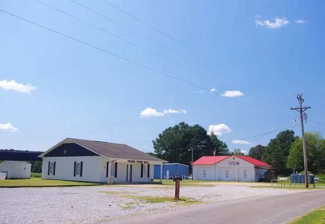 Town Hall and fire department in Paden, Mississippi, United States.