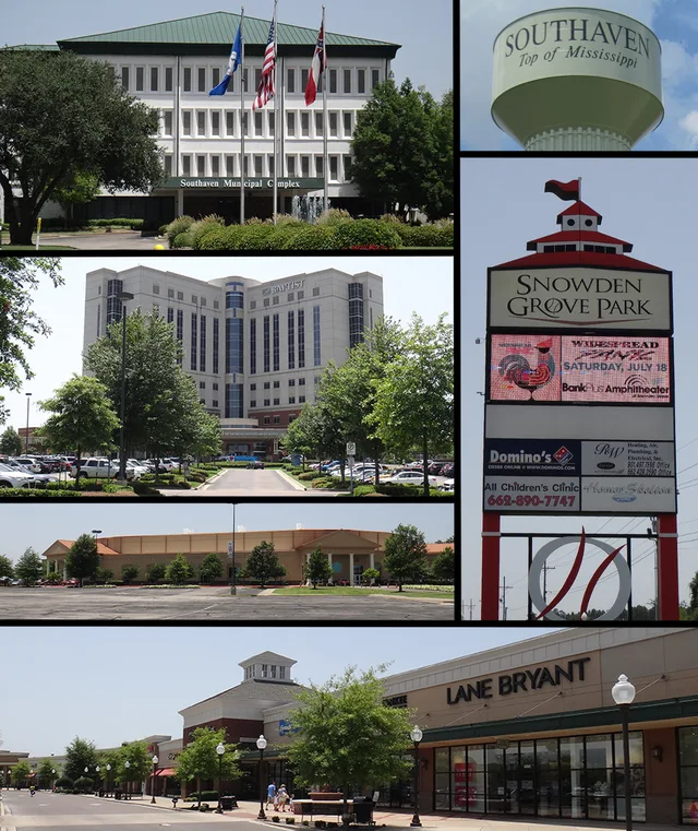 This is a photo collage around the city of Southaven, Mississippi