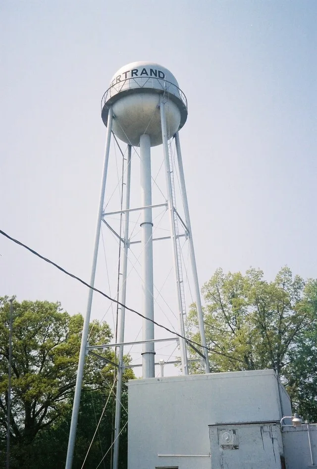 Image of the Bertand Watertower in Bertrand Missouri.