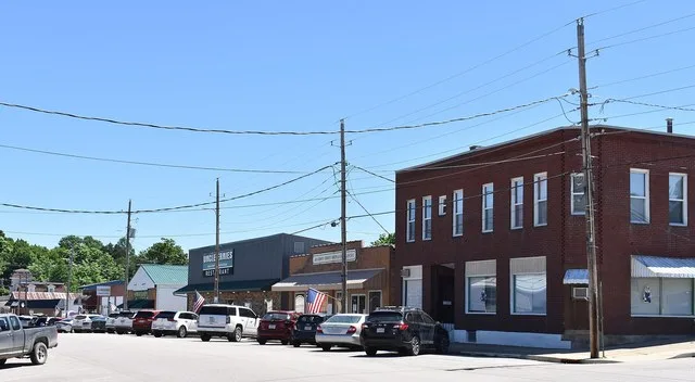 View of Downtown Bourbon on Pine Street. June 2026