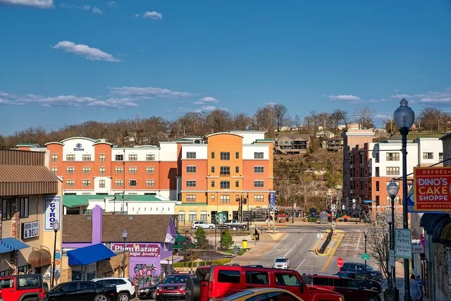 Downtown Branson, Missouri in spring.