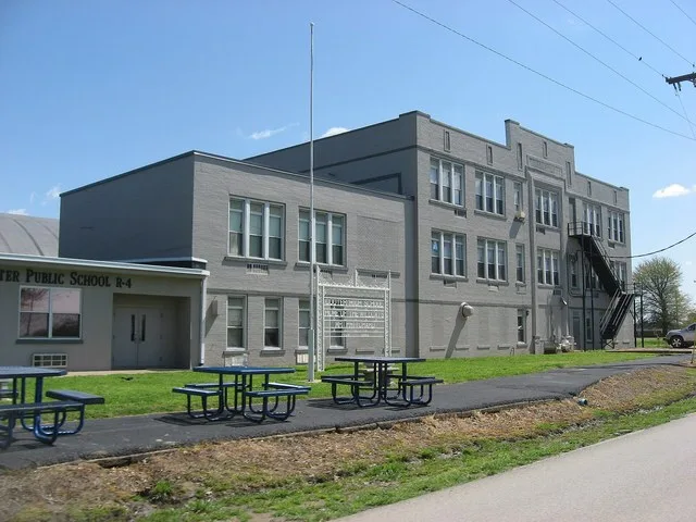 Comprehensive view of the Cooter High School, located at 1867 Route E in Cooter , Missouri , United States . It was built in 1909.