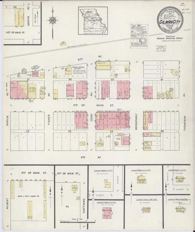 Sanborn Fire Insurance Map from Gilman City, Harrison County, Missouri, 1915, Plate 0001