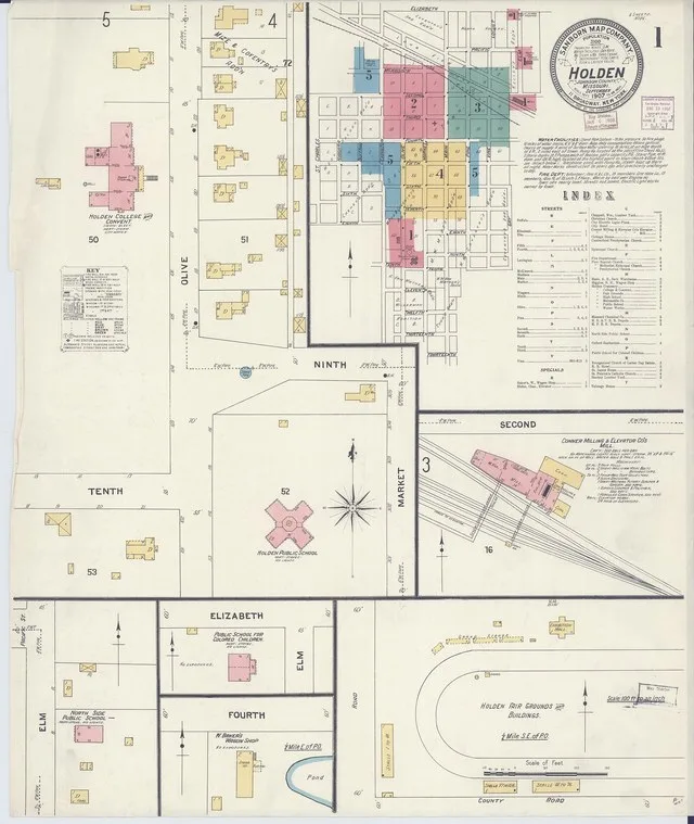 Sanborn Fire Insurance Map from Holden, Johnson County, Missouri, 1907, Plate 0001