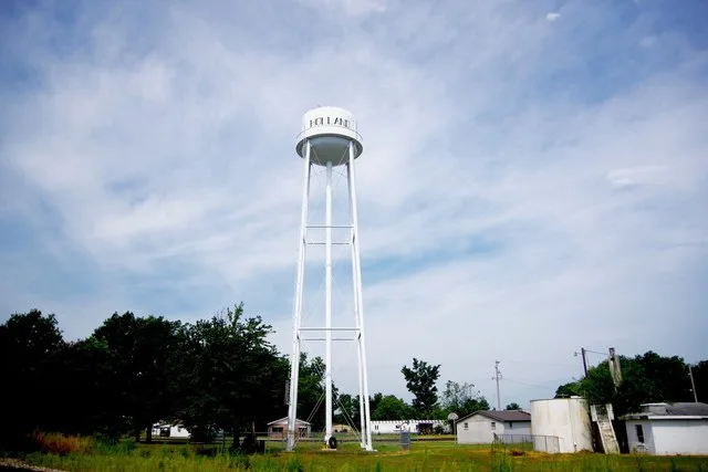 Water tower in Holland, Missouri, United States.