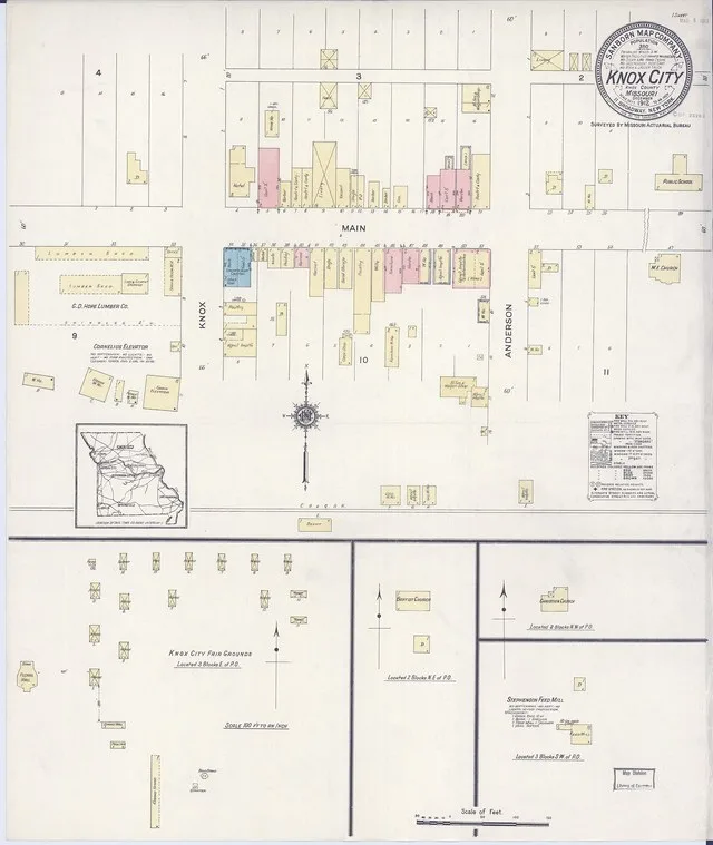 Sanborn Fire Insurance Map from Knox City, Knox County, Missouri, 1912, Plate 0001