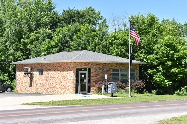 The post office in Leasburg, Missouri. June 2026