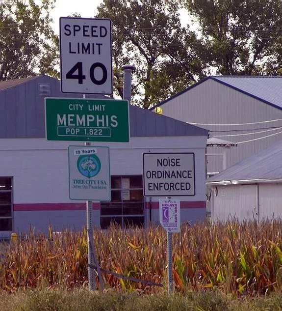 City limits sign. Memphis, Missouri.