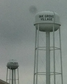 Two water towers in Oak Grove Village