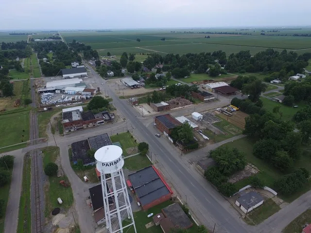 Drone photo of Downtown Parma