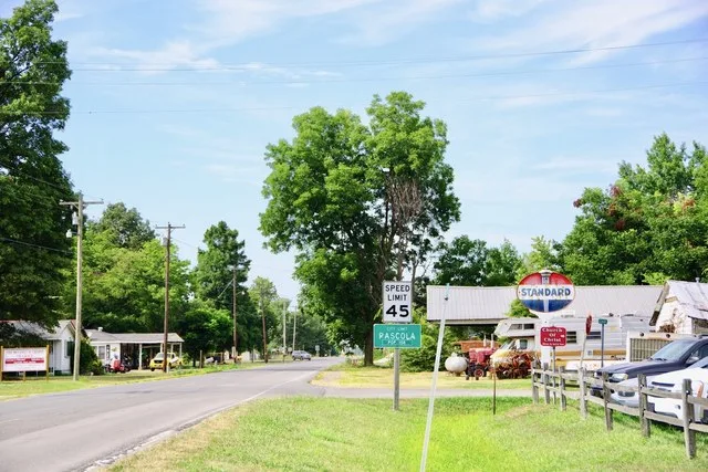 County Road B entering Pascola, Missouri, United States.