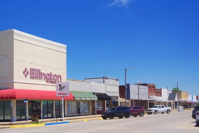 Businesses along Main Street in Portageville, Missouri, United States