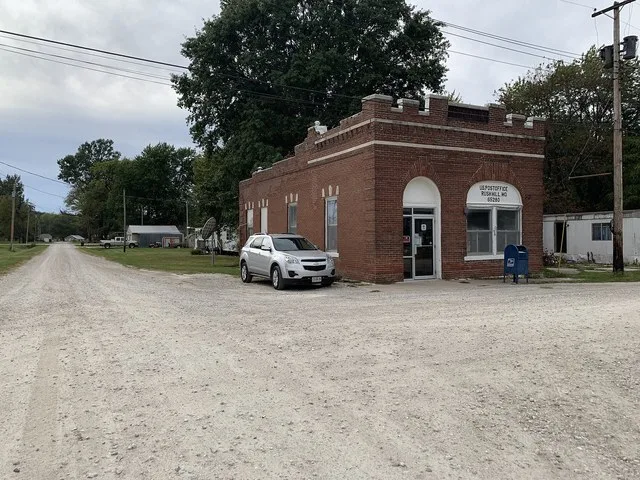 Post office in Rush Hill, Missouri, at corner of Third and Center streets.