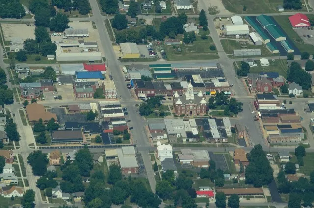 Aerial view of Savannah, Missouri