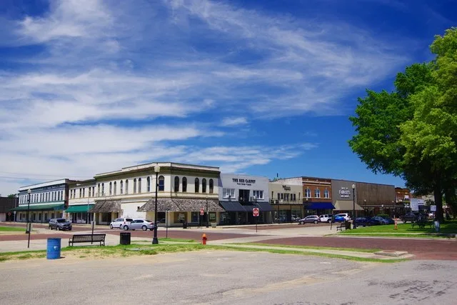 Businesses at the corner of New Madrid Street and Front Street in Sikeston, Missouri, United States