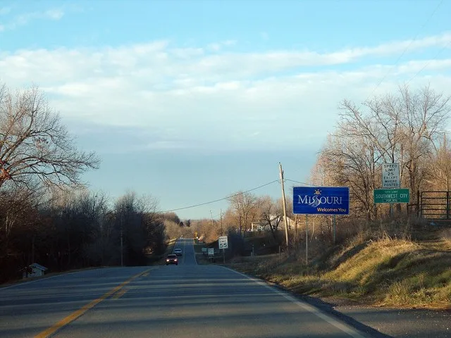 City limits of Southwest City, Missouri. Shot from Missouri Route 43 near the Arkansas/Oklahoma/Missouri tripoint