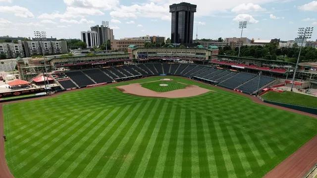 A drone shot of downtown Springfield in 2021