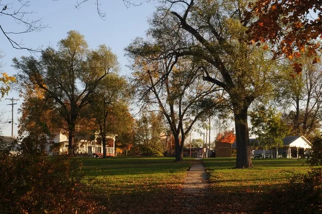 View from the southwest corner of the city park in October of 2014