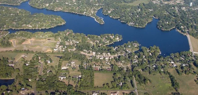 Weatherby Lake, Missouri from west in September 2007. Photo by poster.