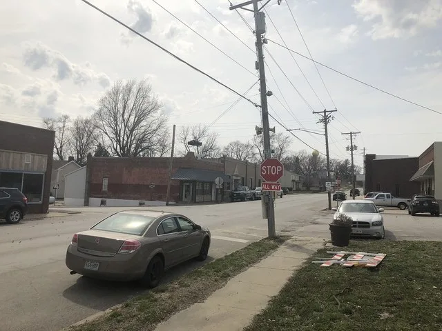 Downtown Wellington, Missouri on March 27, 2019