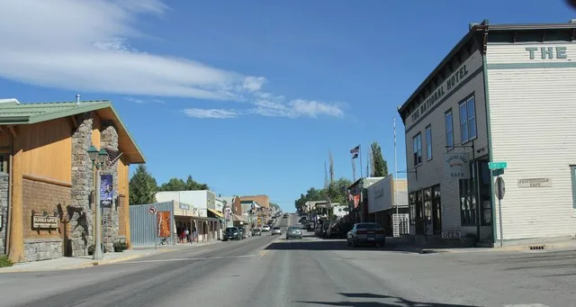 Looking northwest in downtown Eureka, Montana on U.S. Route 93.