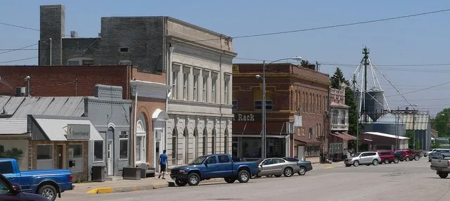 North side of West Church Street in Albion, Nebraska ; looking eastward from about 5th Street.
