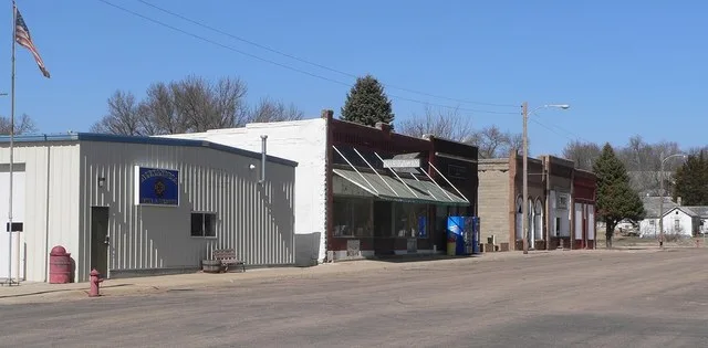 Downtown Alexandria, Nebraska : west side of Harbine Street.