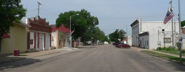 Downtown Arlington, Nebraska: Eagle Street, looking eastward from about Fourth Street.