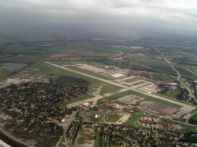 This is a photo I took of Offutt Air Force Base near Omaha, Nebraska, from an airline while on final approach to Eppley Airfield.