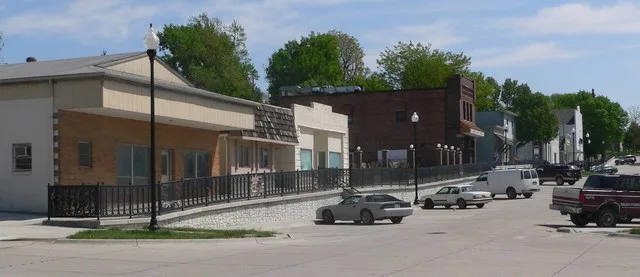 Downtown Bennington, Nebraska : north side of 2nd Street, seen from the west.