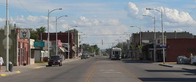 Downtown Bridgeport, Nebraska : Main Street, looking south from about 8th Street.