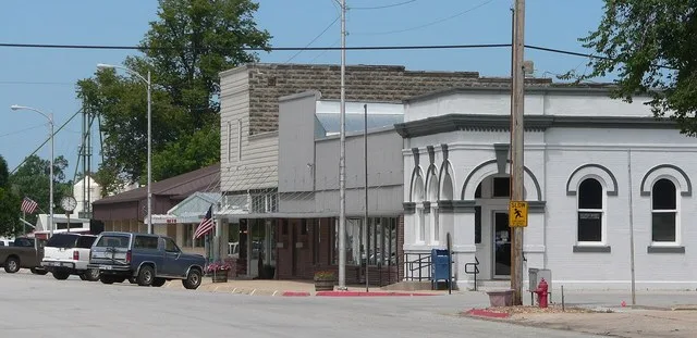Downtown Bruning, Nebraska : north side of Main Street, looking northwest from east of Fillmore Street.